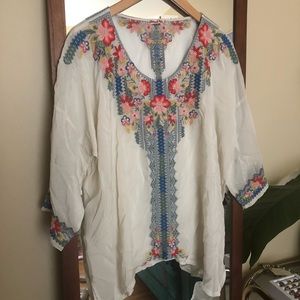 Johnny Was Floral Embroidered Top XS